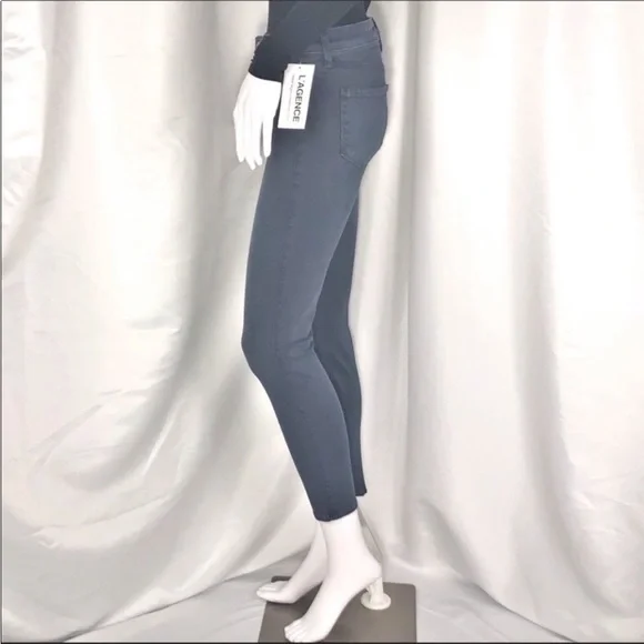 L’Agence Blue Ash Margot High Rise Skinny Crop Sz25 Zip Fly Button Close 5Pocket - Picture 4 of 16